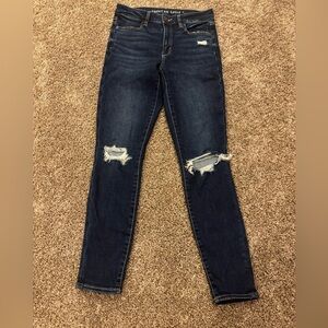 American Eagle Outfitters Navy Ripped Skinny Jeans